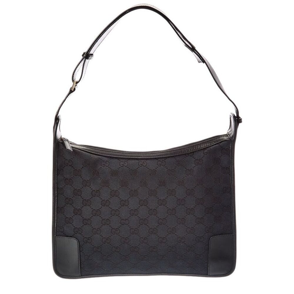 Gucci Black Canvas & Leather Shoulder Bag (Authentic Pre-Loved)